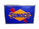 Seldom seen Sunoco Oil single-sided embossed light-up service station sign with Sunoco Arrow logo.