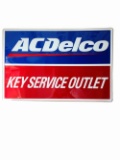 NOS vintage AC Delco Key Service Outlet single-sided self-framed tin automotive garage sign.