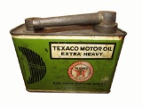Desirable 1920s-30s Texaco Motor Oil half-gallon tin with spout.