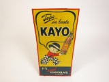 Choice 1930s Kayo Soda Its Real Chocolate Flavor single-sided embossed tin sign.