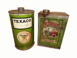 Lot of two 1920s Texaco Oil of Port Arthur product tins.