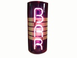 Neat 1940s porcelain Bar neon sign with accent stripes.