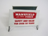 Late 1950s-early 60s Mansfield Tires service station metal tire display sign.