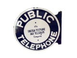 Vintage original Lincoln Telephone and Telegraph company double-sided porcelain flange sign.