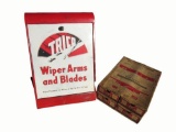 Nifty 1950s Trico Wiper Arms and Blades service department display cabinet with a display box full o
