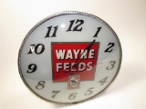 1950s Wayne Feeds glass-faced clock by Lackner.