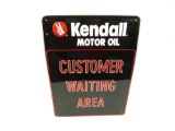 NOS Kendall Motor Oil Customer Waiting Area single-sided embossed tin automotive garage sign.