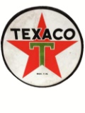 Large 1950s Texaco Oil double-sided porcelain service station sign.