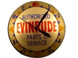 Impressive 1950s Authorized Evinrude Parts and Service double-bubble glass-faced dealer clock.
