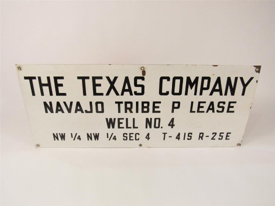 1950s The Texas Company Navajo Tribe P Lease Well No. 4 single-sided porcelain sign.