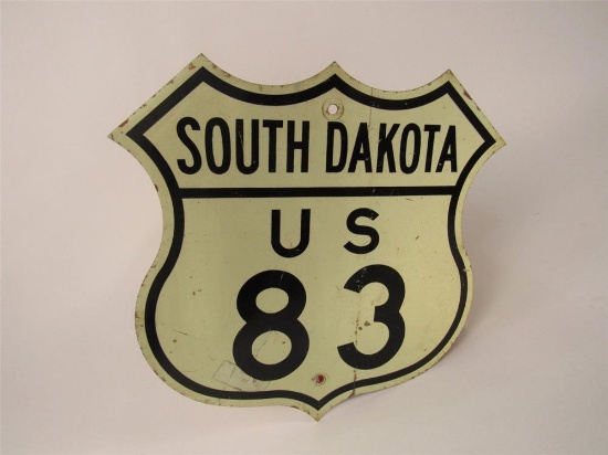 1950s South Dakota US 83 shield-shaped metal highway road sign.