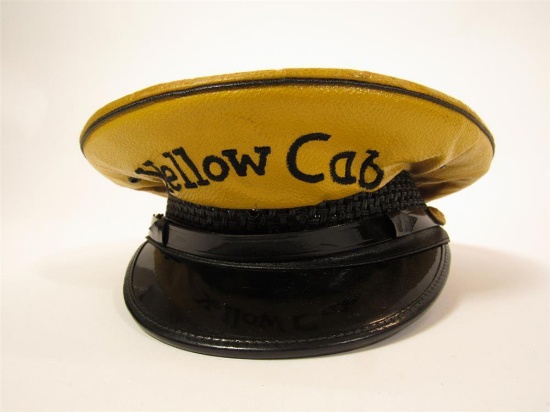 Interesting 1930s-40s Yellow Cab Taxi leather drivers hat.