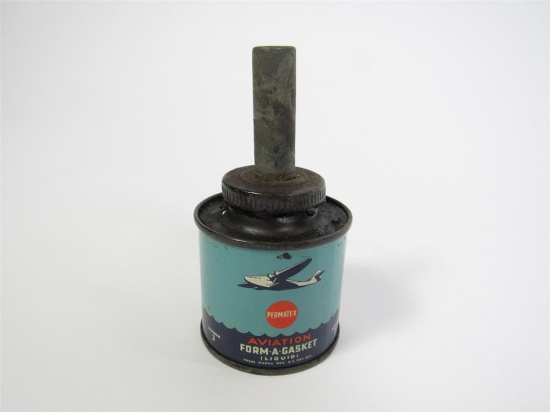 1930s Permatex Aviation Form-A-Gasket tin with original spout lid.