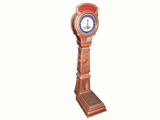 Incredibly stylish late 1920s National 1-cent coin-operated cast-metal penny scale.