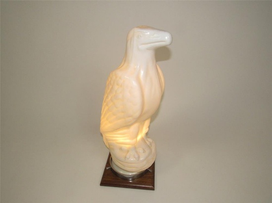 Very desirable 1920s White Eagle Gasoline (Mobil Oil) one-piece blunt-nose eagle milk-glass gas pump