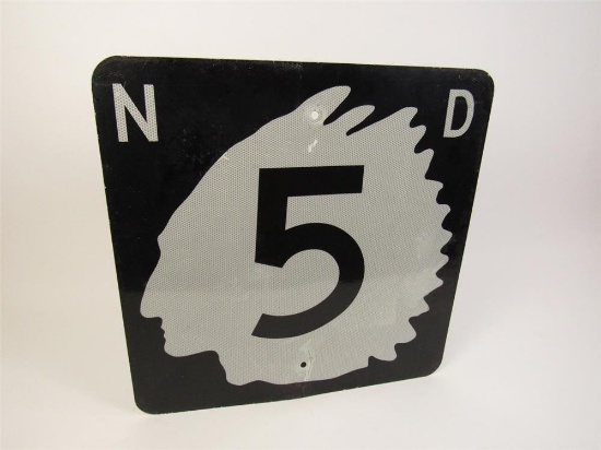 Choice North Dakota Highway #5 metal road sign with Sioux Chieftain logo.