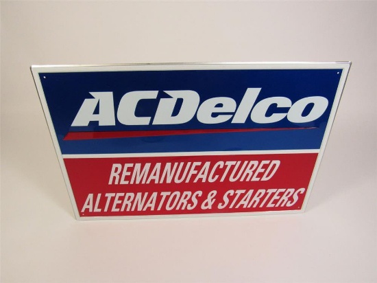 Unusual NOS AC Delco Remanufactured Alternators and Starters single-sided embossed tin automotive ga