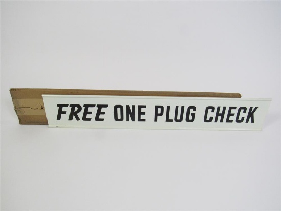 NOS Firestone Free One Plug Check double-sided tin service station sign.