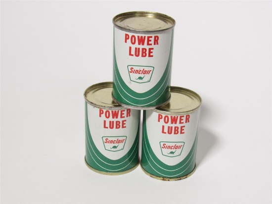 Lot of three NOS late 1950s-early 60s Sinclair Power Lube 4-ounce tins.