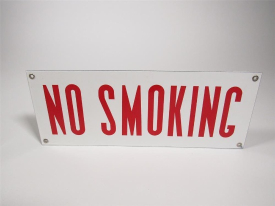 NOS circa 1940s-50s service station fuel island No Smoking porcelain sign.