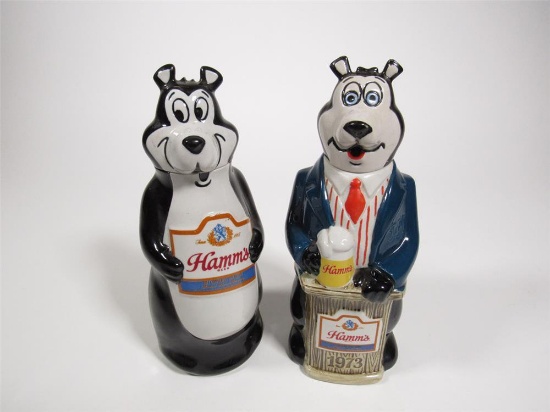 Fun 1973 Hamms Beer three-dimensional bear ceramic beer decanters.