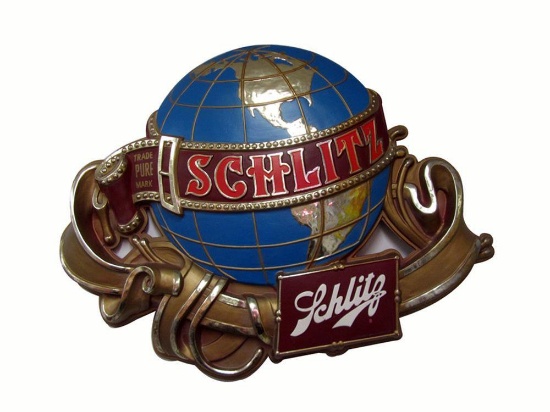 Choice 1960s Schlitz Beer three-dimensional world globe tavern sign.
