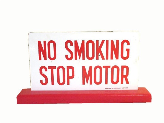 1950s Signal Oil and Gas No Smoking - Stop Motor double-sided porcelain service station fuel island 