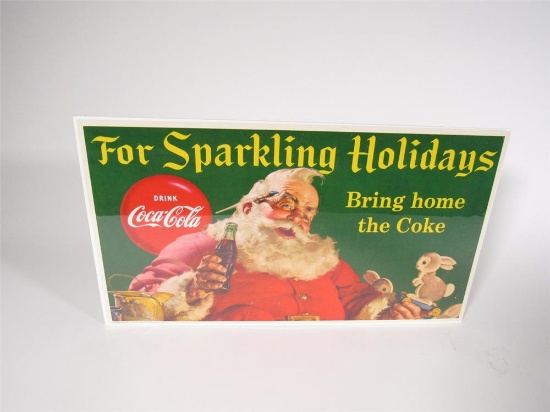 Excellent 1956 For Sparkling Holidays Bring Home Coke single-sided general store poster.