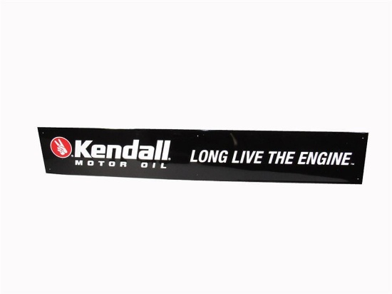 NOS. Kendall Motor Oil Long Live the Engine single-sided embossed tin service station sign.