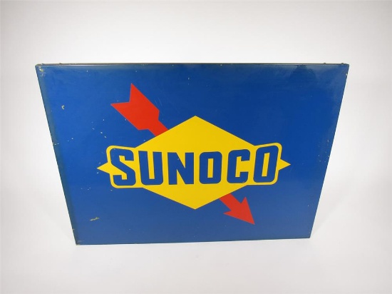 Vintage Sunoco Oil single-sided tin sign with frame.