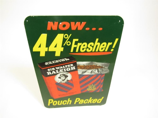 Choice circa 1960s Sir Walter Raleigh Pouch Packed tobacco single-sided embossed tin sign.