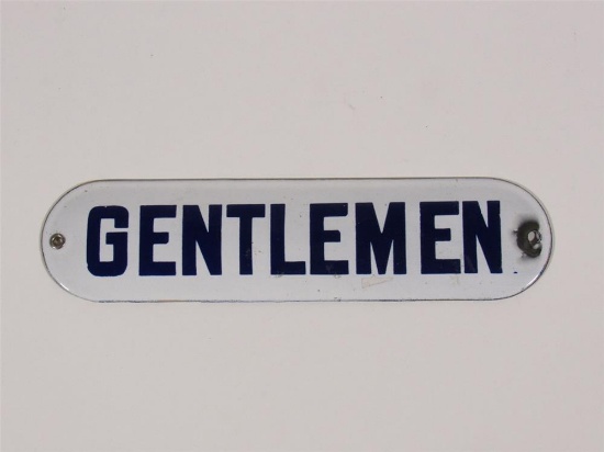 1930s "Gentlemen" single-sided porcelain service station restroom sign.