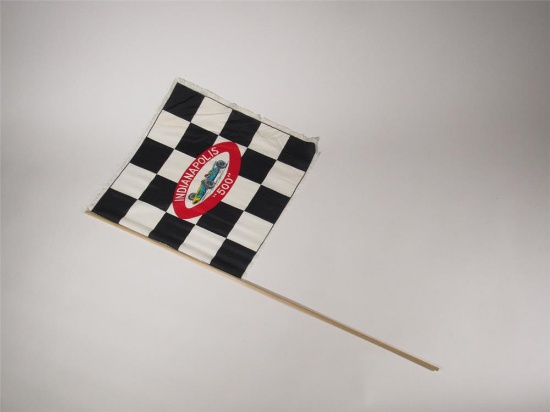 Desirable circa early 1950s Indianapolis 500 silk souvenir racing pennant with period racer graphic.