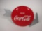 Exquisite 1950s Drink Coca-Cola 12 tin button arrow sign.