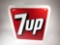 Unusual large NOS 1960s 7-up three-dimensional logo tin sign.