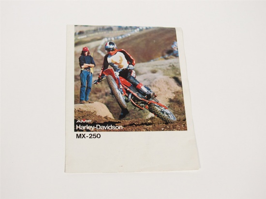 Very nice 1977 Harley-Davidson MX250 4-page color sales brochure.