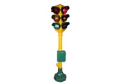 Stylish and large circa 1950s municipal four-way traffic light with cast-metal base.