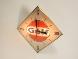 Excellent 1963 Gulf Oil glass-faced light-up service station clock by Pam Clock Company. Very cool w