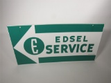 Museum-quality 1950s Ford Edsel Service double-sided porcelain dealership sign.
