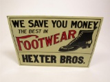 Museum-quality 1920s The Best in Footwear single-sided embossed tin sign with period wing-tip shoe g