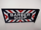 Superb late 1950s Barber Shop double-sided porcelain flange sign by William Marvy.