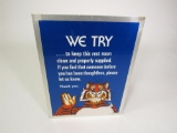 Choice late 1960s-early 70s Esso Oil service station rest room single-single-sided tin sign with Ess
