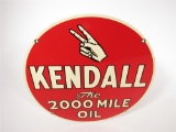 1950s Kendall The 2000 Mile Oil double-sided tin automotive garage sign.