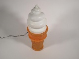 Fun circa 1960s Safe-T-Cup three-dimensional light-up ice cream cone countertop display piece.
