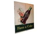 Amazing and huge 1946 Coca-Cola Have a Coke two-piece tin wood-framed outdoor diner/general store si