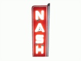 Outstanding 1940s-50s Nash Automobiles single-sided neon porcelain vertical dealership sign.