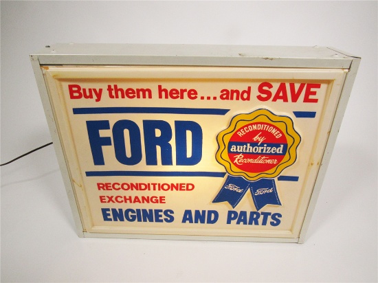 Interesting early 1960s Ford Reconditioned Engines and Parts single-sided light-up dealership sign.