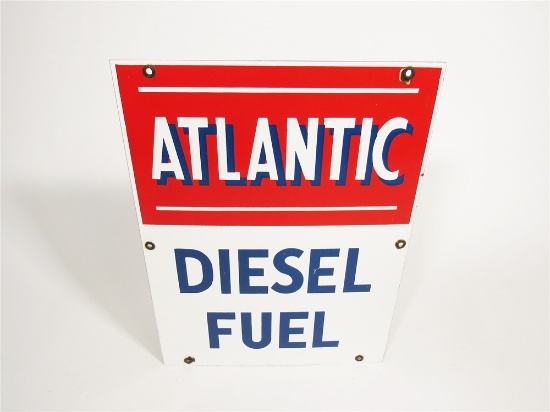 SELDOM-SEEN CIRCA 1950S ATLANTIC DIESEL FUEL PORCELAIN PUMP PLATE SIGN.