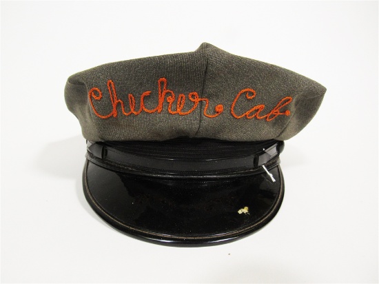 CIRCA 1940S CHECKER CAB DRIVERS HAT FOUND IN ALL-ORIGINAL CONDITION.