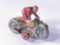 1950S CLOWN TRICK CYCLE RIDER WIND-UP TIN LITHO TOY MOTORCYCLE